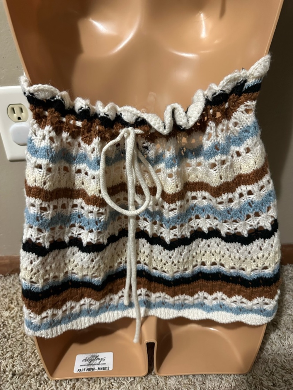 Rock & Roll Denim Halter Knit Multi Colored Tie Top - Picture 5 of 9